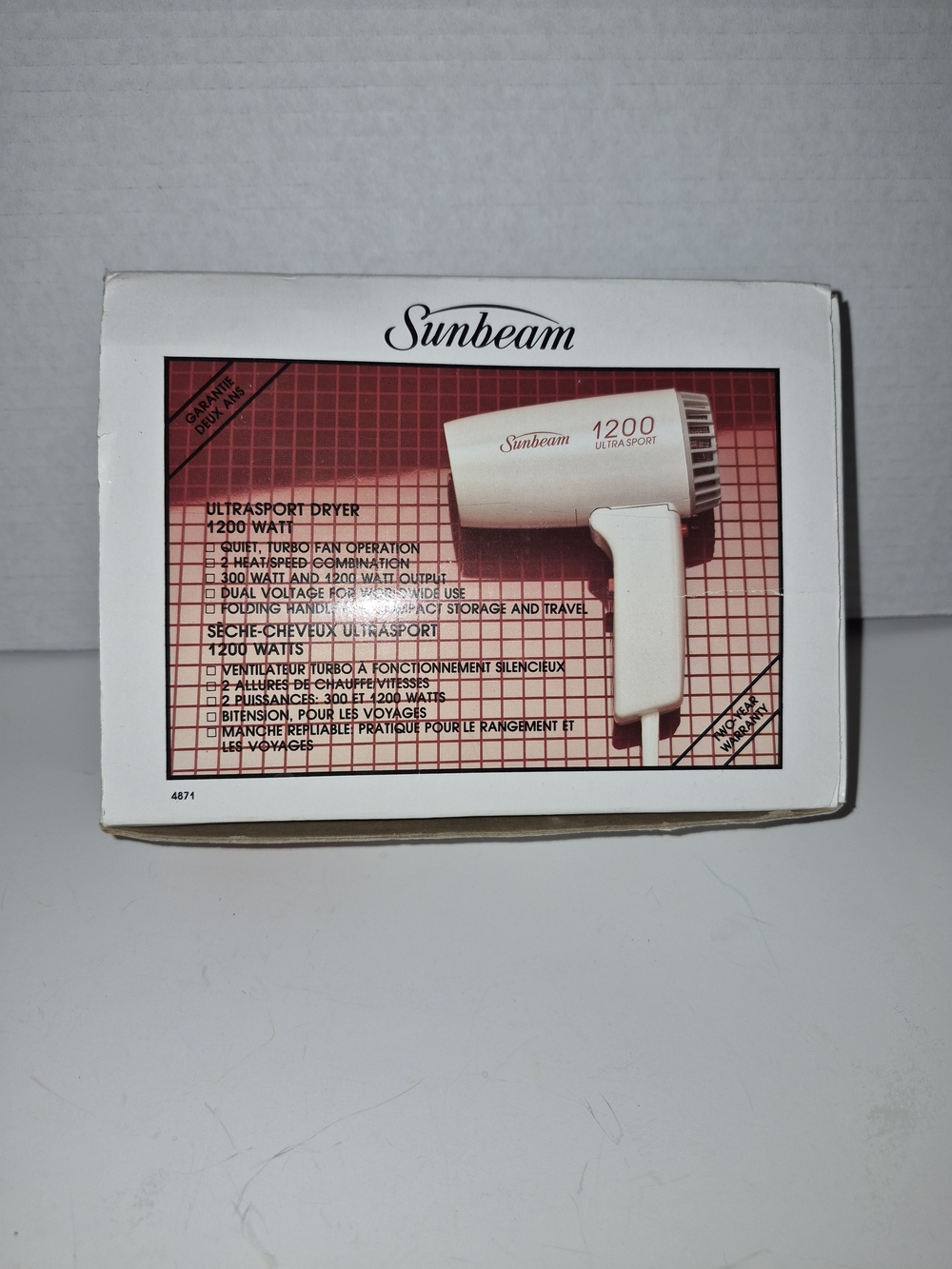 Vintage Sunbeam 1200 Ultrasport Compact Hair Dryer In Box